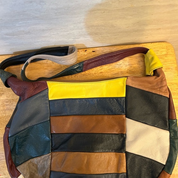 Vintage Multicolor Patchwork Leather Shoulder Bag - Picture 3 of 9